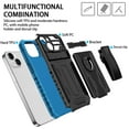thumbnail image 2 of Nalacover Rugged Case for iPhone 15 - with Removable Belt Clip Hidden Kickstand Heavy Duty Cover, Military Grade Hybrid PC + TPU Heat Dissipation Shockproof Anti-Fall Case - Blue, 2 of 11