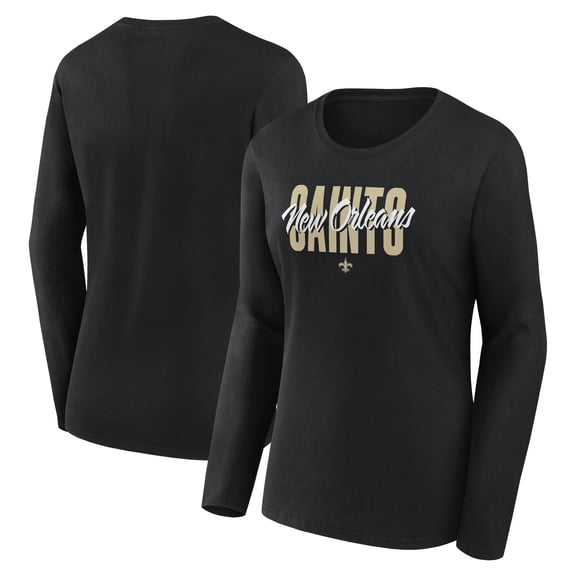 Women's Logo Athletic Black New Orleans Saints Grip Long Sleeve T-Shirt