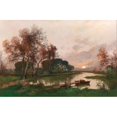 thumbnail image 2 of Adolf Kaufmann 14x11 Gold Ornate Wood Frame and Double Matted Museum Art Print Titled - A Landscape on the Pond, 2 of 4