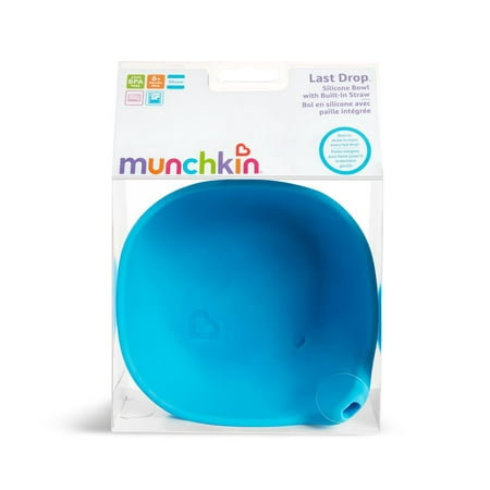 Munchkin Last Drop Silicone Assorted Colors Toddler Bowl with Built-In Straw