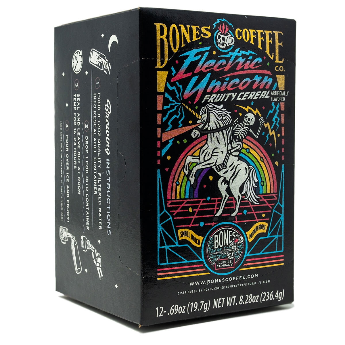 Bones Coffee Electric Unicorn Cold Brew Pods 12 ct Medium Roast Coffee Pods Just Add Water