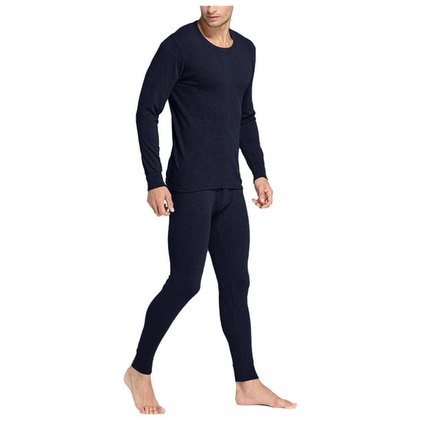 Conjuntos de ropa interior térmica para hombre, sólidos, finos, cuello redondo, mangas largas, ropa interior y pantalones abrigados, trajes para hombre, camisetas y pantalones de algodón.