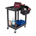 thumbnail image 2 of FSE 373-SEC11-B-OUTRIG 24" x 18" Plastic Utility Tub Cart - Two Shelves with Outrigger Utility Cart Bins, 2 of 3