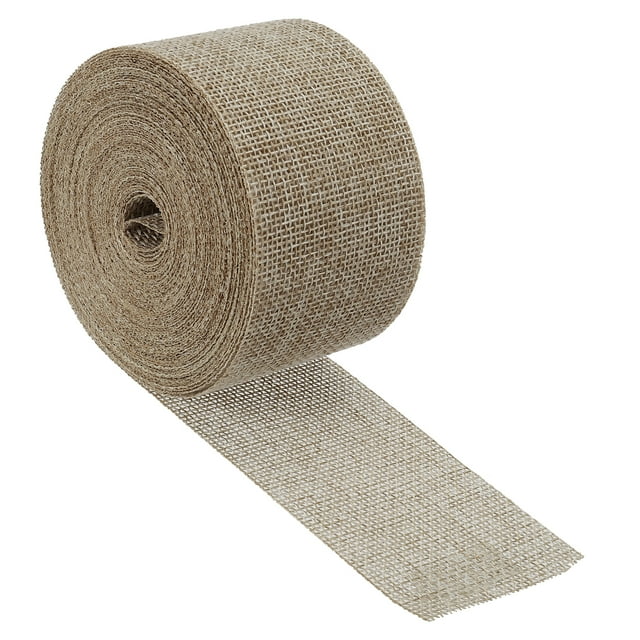 Unique Bargains 2 Inch x 11 Yards Jute Crafts Party Wrapping Decoration Burlap Fabric Ribbon Tan