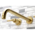 thumbnail image 3 of Kingston Brass KS8057ML Milano Two-Handle 3-Hole Wall Mount Roman Tub Faucet in Brushed Brass, 3 of 7