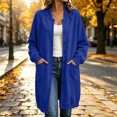 thumbnail image 4 of WIZUTIZ Women's Solid Color Button Front Jacket Mid-Length Long Sleeve Pockets Loose Fit Casual Winter Warm Coat Outerwear, 4 of 7