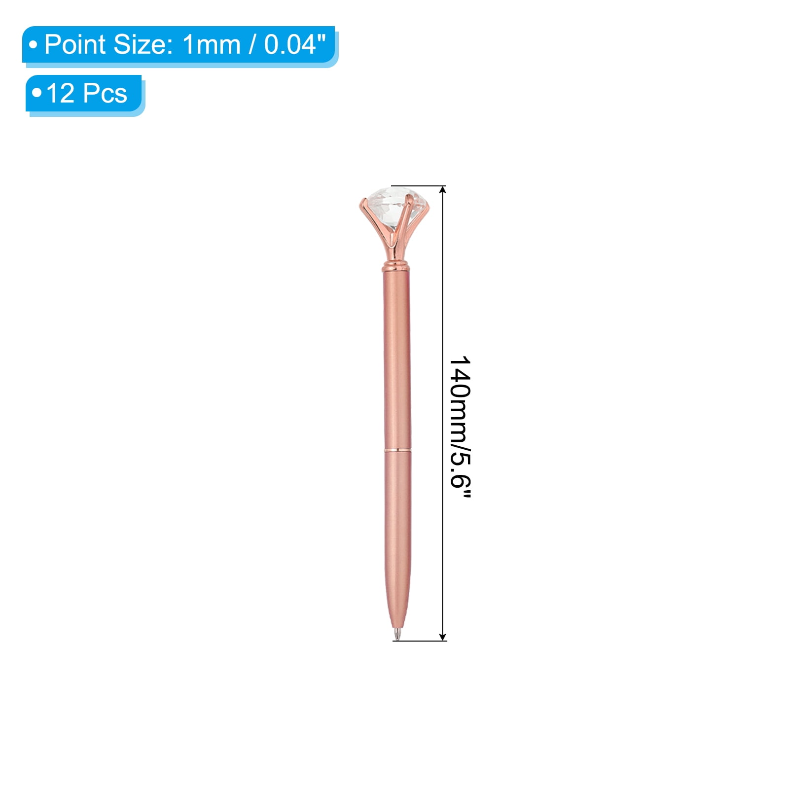 Uxcell Black Ink Ballpoint Pen, 12 Pack Twist Metal Pen 1.0mm Medium Point for Note Taking Journaling, Rose Gold