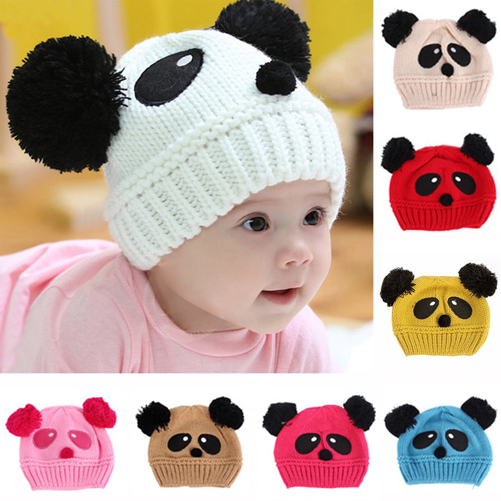 Baby Kids Girls Boys Cute Warm Winter Panda Cap Newborn Toddler Knit Beanie Hat 