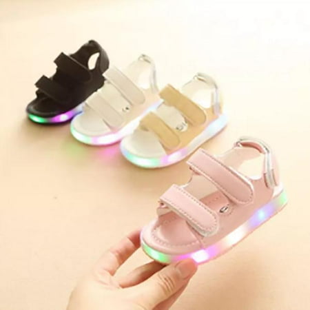 

Korean version of fashion rhinestone lights children s shoes cartoon bow LED luminous soft bottom girls shoes baby children s shoes