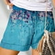 thumbnail image 2 of Pantalones cortos de pierna ancha de verano para mujer, pantalones cortos de poliéster de cintura alta con patrón de estampado con cordón, 2 of 5