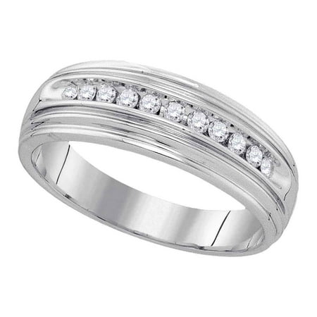 Mia Diamonds Sterling Silver Mens Round Diamond Wedding Band Ring 1/4 Cttw