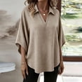 thumbnail image 4 of Warop Women's Solid Loose Fit V Neck 3/4 Sleeve Top Casual Lightweight Pullover Blouse Tunic for Daily Office Wear, 4 of 9