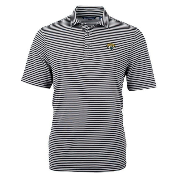 Men's Cutter & Buck Black Jacksonville Jaguars Virtue Eco Pique Stripe Recycled Polo