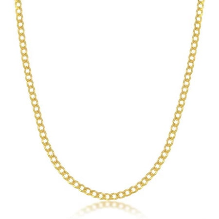 Y'all 18K Gold Plated 925 Sterling Silver Cuban Curb Chain Bracelet for Women, Italian Made, 6mm, 7 Inches