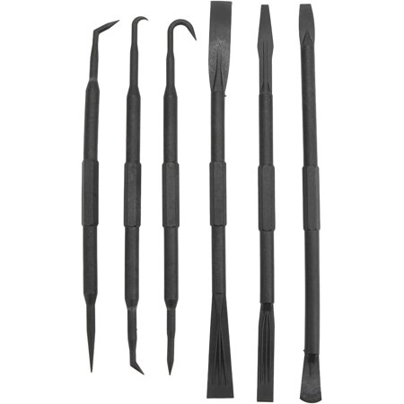 6-Piece Pry Bar & Hook Kit – Double-Ended O-Ring Remover Set, Wear-Resistant ABS Plastic, High Precision, Black
