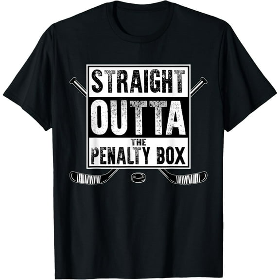 Ice Hockey Player Gift Straight Outta The Penalty Box T-ShirtMen and women, White Black T-shirt, size: Extra large S-1058XL