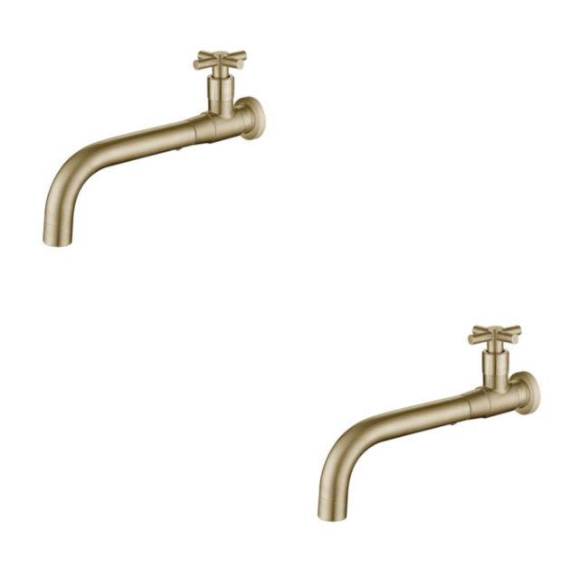 Youkk Environmental Friendly Sink Compact Universal Fit Easy Installation Single Cold Basin Wall Mounted 03 Gold 2Set