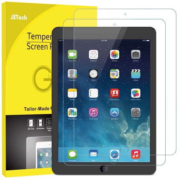 JETech Screen Protector for iPad (9.7-Inch, 2018/2017 Model, 6th/5th Generation), iPad Air 1, iPad Air 2, iPad Pro 9.7-Inch, Tempered Glass Film, 2-Pack