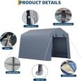 thumbnail image 3 of Gray 7x12 ft portable outdoor almacenamiento shed & carport con roll-up, ventilated zipper door y windows, 3 of 8