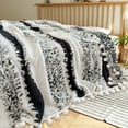 thumbnail image 4 of JWshufel Throw Blanket Fleece Soft Cozy Cloud Pattern for Couch Sofa Bed Office Relaxation Plush Versatile Decorative Gift Warm Fuzzy Jacquardweave All Seasons 39.4x59in Black, 4 of 5