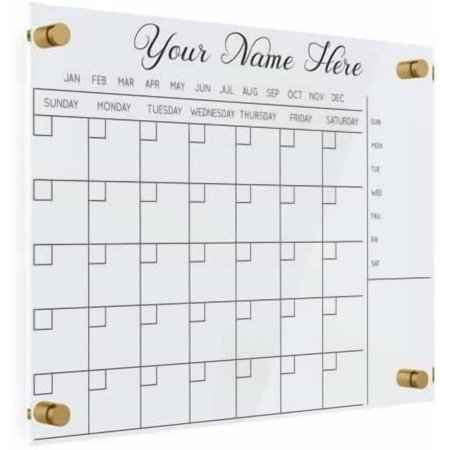 Personalized Acrylic Calendar for Wall - Ships Next Day Made in America Clear Dry Erase Planner for Home Office & Family Glass Calendar Alternative Easy to Clean (Clear - 11x14)