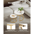 thumbnail image 3 of Nesting Coffee Tables Set of 2, Round Side Tables 23.6 & 15.8 inch, Vintage Metal Frame End Tables, Living Room Bedroom Office Furniture (White & Gold), 3 of 5