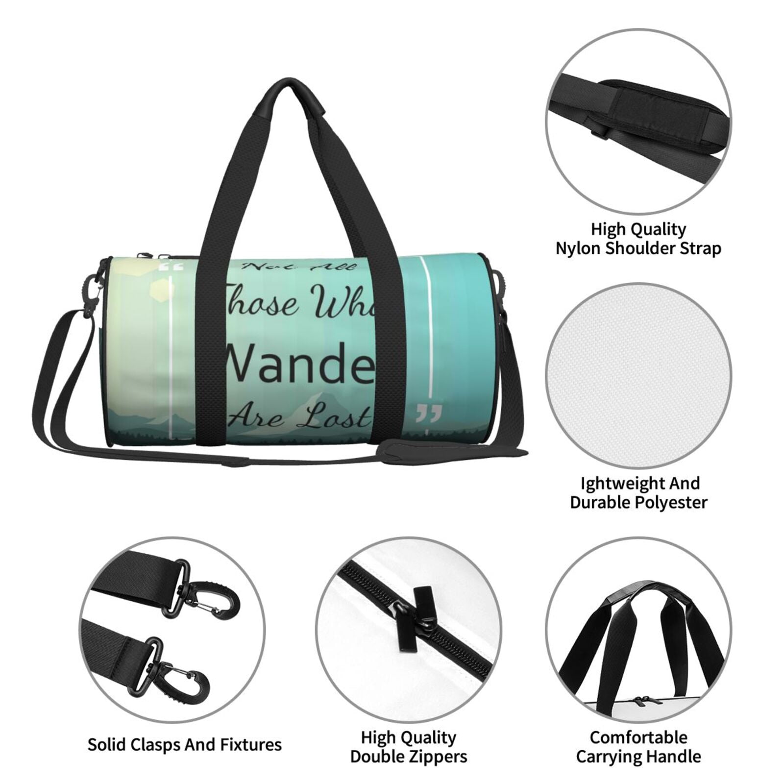 Vsdgher Not All Those Who Wander Are Lost1 45L Foldable Duffel Bag, Sports Gym Bag,Overnight Bag, Portable Weekender Bag for Airplanes