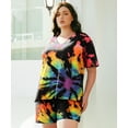 thumbnail image 5 of CASSIE LIZ Plus Size Summer 2 Piece Sets 3X Fashion Rainbow Tie Dye V Neck Short Sleeve Top and Drawstring Shorts Set Casual Lounge Workout Daily Vacation Outfit with Pockets 3XL 22W 24W, 5 of 9