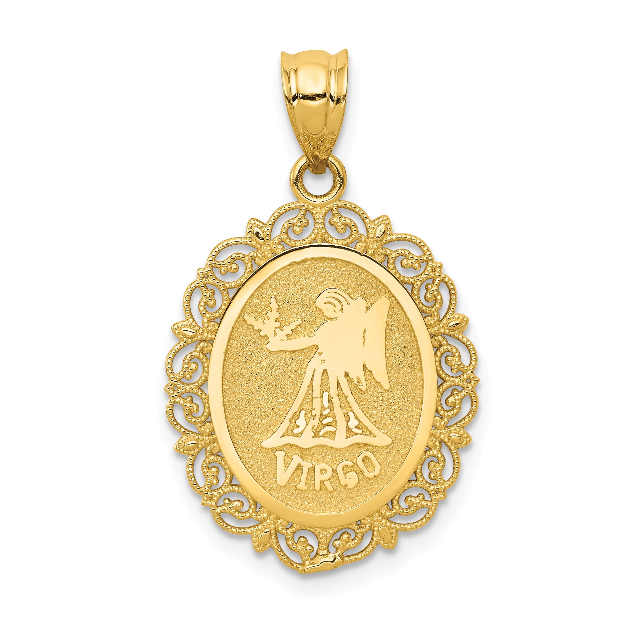 10K Yellow Gold Virgo Zodiac Sign DC Necklace