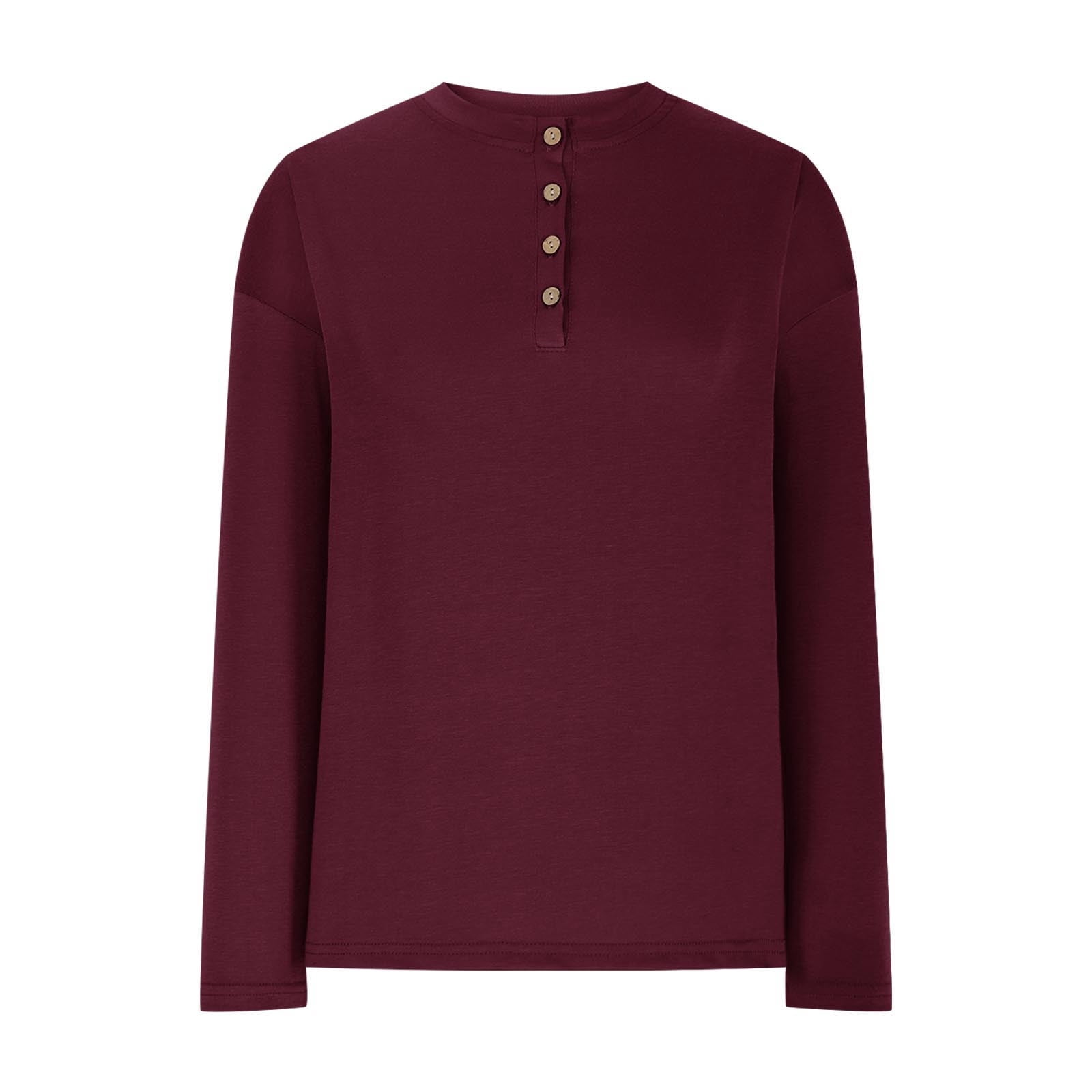 gakvov Fall Savings Clearance 2022!Plus Size Shirts For Women Long Sleeve Henley Tops Pullover With Buttons Down Casual Loose Fit Pullover V-Neck Tunics Tops