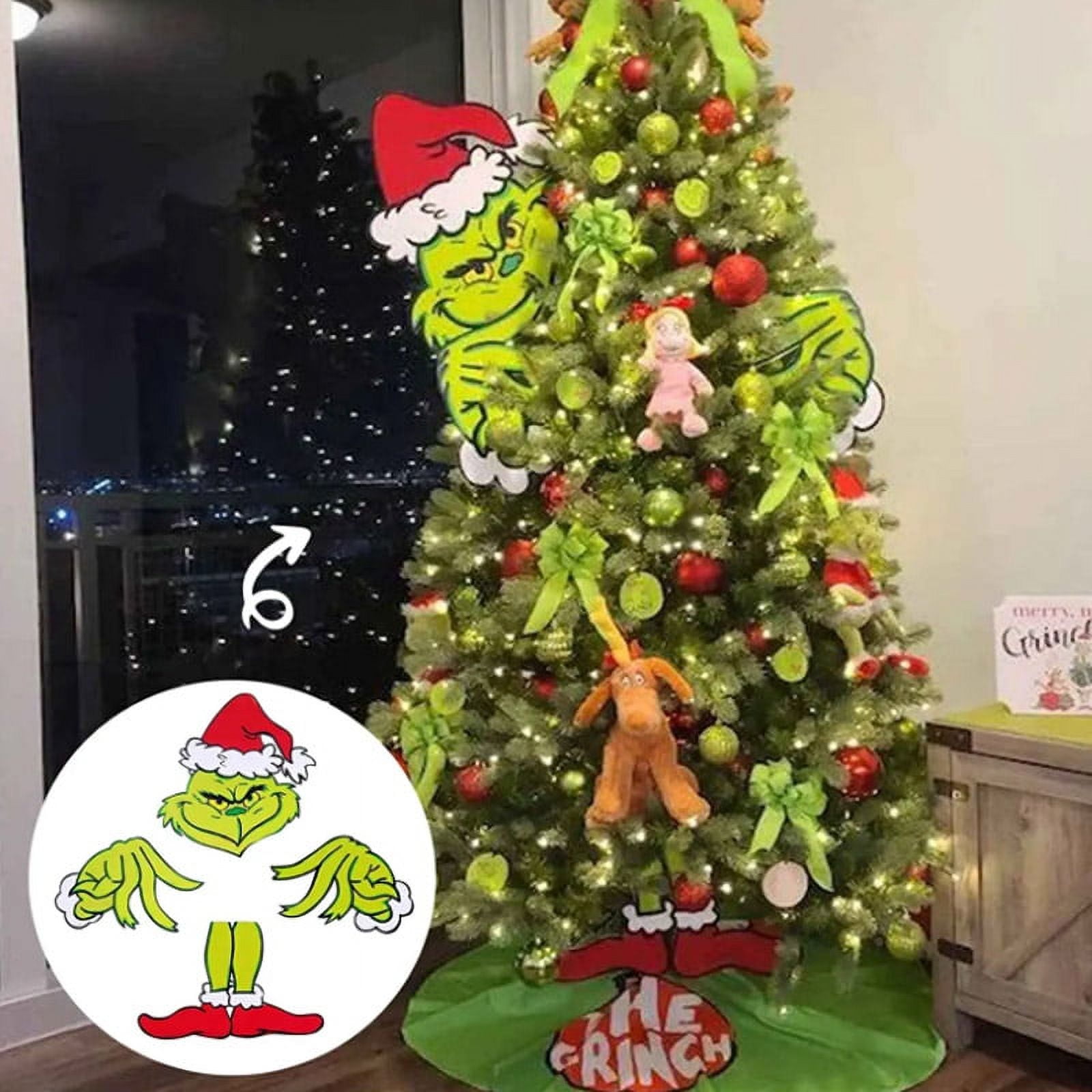Grinch Christmas Tree Decoration, EIf Grinch Head Toy, for Christmas Tree 