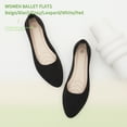 thumbnail image 6 of AOMAIS Women Ballet Flats Classic Faux Suede Pointed Toe Dress Shoes Comfortable Slip On Business Flats Cute Solid Soft Ballerina Flats(Black,US9), 6 of 8