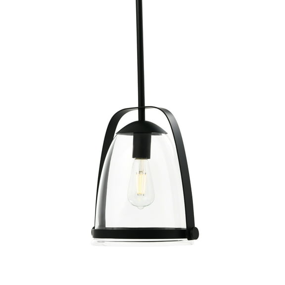Creative Co-Op Robert Stevenson Lighting Jonah - Metal and Glass Ceiling Light, Matte Black