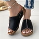 thumbnail image 4 of Sandalias de cuña con plataforma para mujer Zapatillas con cojín grueso Diapositivas de moda (37 Negro), 4 of 8