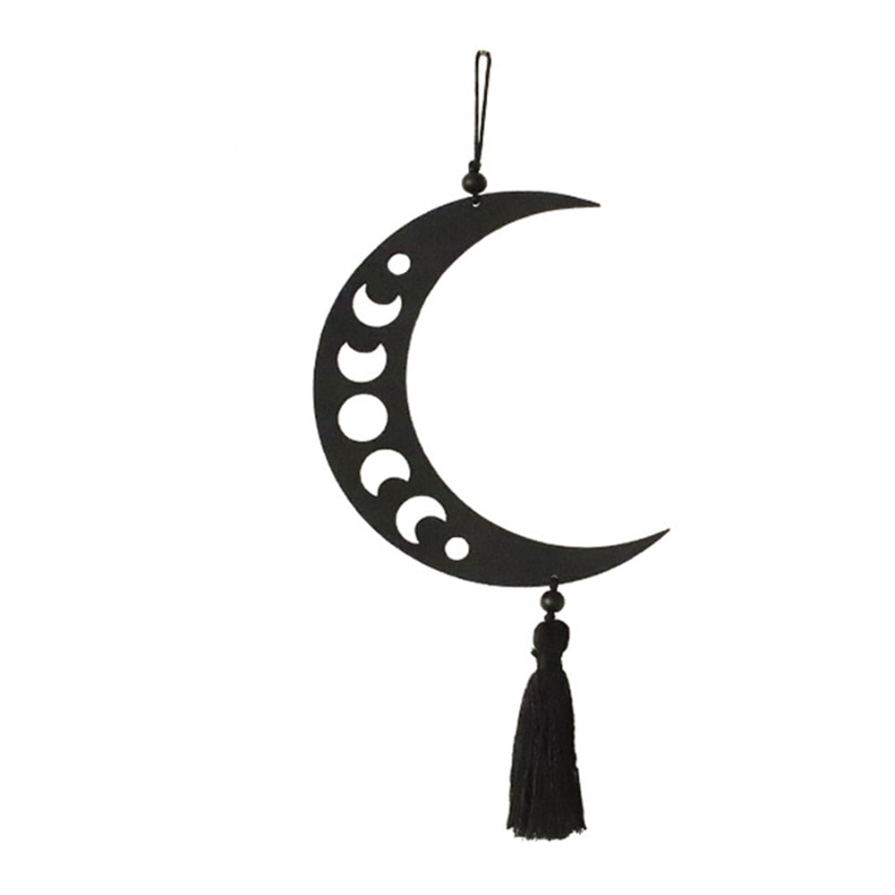 Rustic Boho Wall DecorBlack Moon Phases Wooden Hanging,Skeletonized Farmhouse Sign for Home