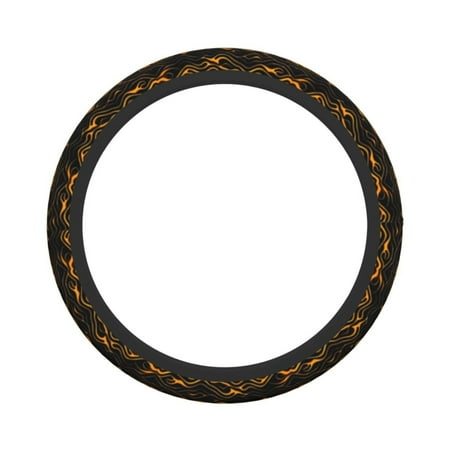 XMXY Car Steering Wheel Cover, Golden 3D Abstract Wave Non-Slip Jeep Truck Universal Elastic Steering Wheel Protector 15 inch