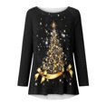 thumbnail image 5 of PATLOLLAV Womens Long Sleeve Floral Casual Shirts Solid O-Neck Pullover Loose Tunic Tops Christmas Tree Blouse, 5 of 6