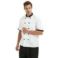 thumbnail image 3 of TopTie Unisex Short Sleeve Cooking Chef Coat Jacket with Adjustable Hat-Black White-XXL, 3 of 5
