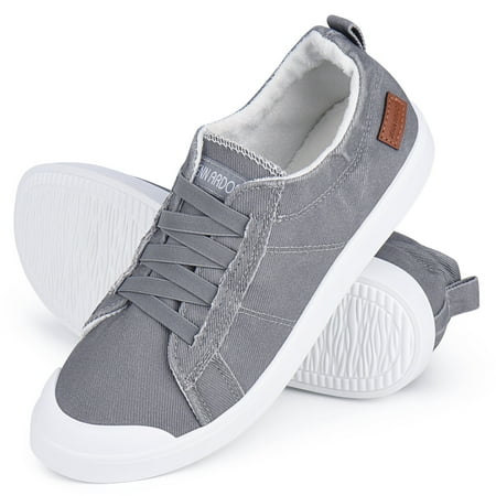 Women s Canvas Sneaker Slip-ons Loafers Shoes for Womens Fashion Casual Canvas Round Toe Soft Comfortable Walking Flats