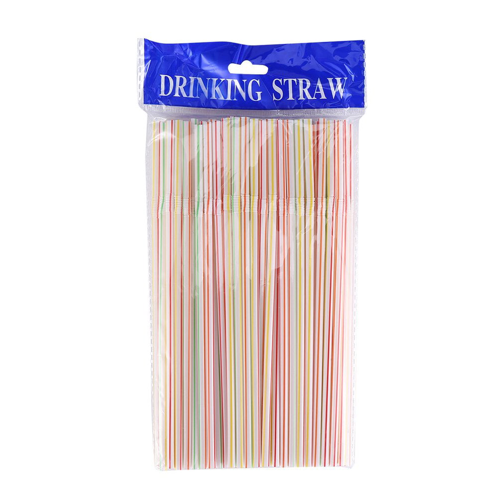 New Colorful Home 100Pcs Plastic Extra Long Straws Party Drinking Wedding 