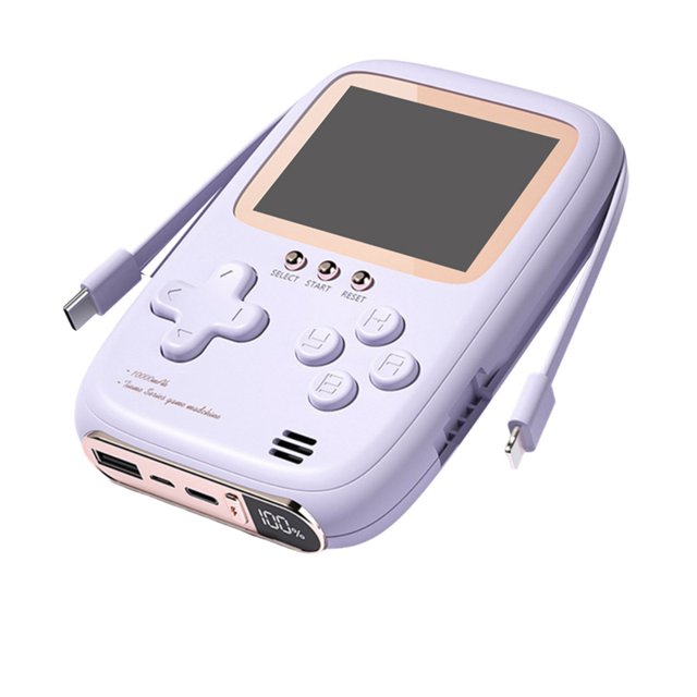 Consola de Juegos Retro PortáTil 2 en 1, BateríA Externa de 10 000 MAh con Carga de Dos Cables, Juegos Infantiles Retro NostáLgicos C
