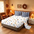 thumbnail image 5 of Homewish Halloween Ghost Queen Bedding, Grid Plaid Bedding Comforter Set Queen, Light Blue Black, Pumpkin Bat Reversible 7-Piece, 5 of 7