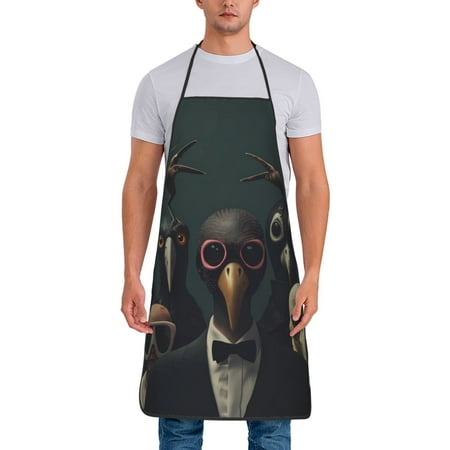 

Tideii Stylish Avian Gathering for Tie-up Apron Unisex Waterproof and Stain-Resistant Bib Apron for Kitchen Garden Painting