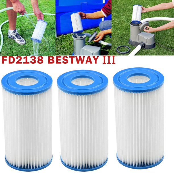 Type III, A/C Pool Filter Cartridge, Size 4.17in x 7.99 in 3Pack