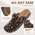 thumbnail image 5 of Lezzglt Suede Clogs for Women & Men, Cork Footbed Slip-on Mules with Arch Support, Stud Decorated, Adjustable Buckle, Brown, 5 of 9