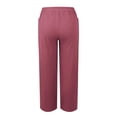 thumbnail image 6 of WTXUE Linen Pants Women Summer, Pantalones De Mujer Women's Stretch High Waisted Straight Wide Leg Pants with Breasted Cotton Loose Casual Pants with Pockets, Full-Length, Pink, 6 of 7
