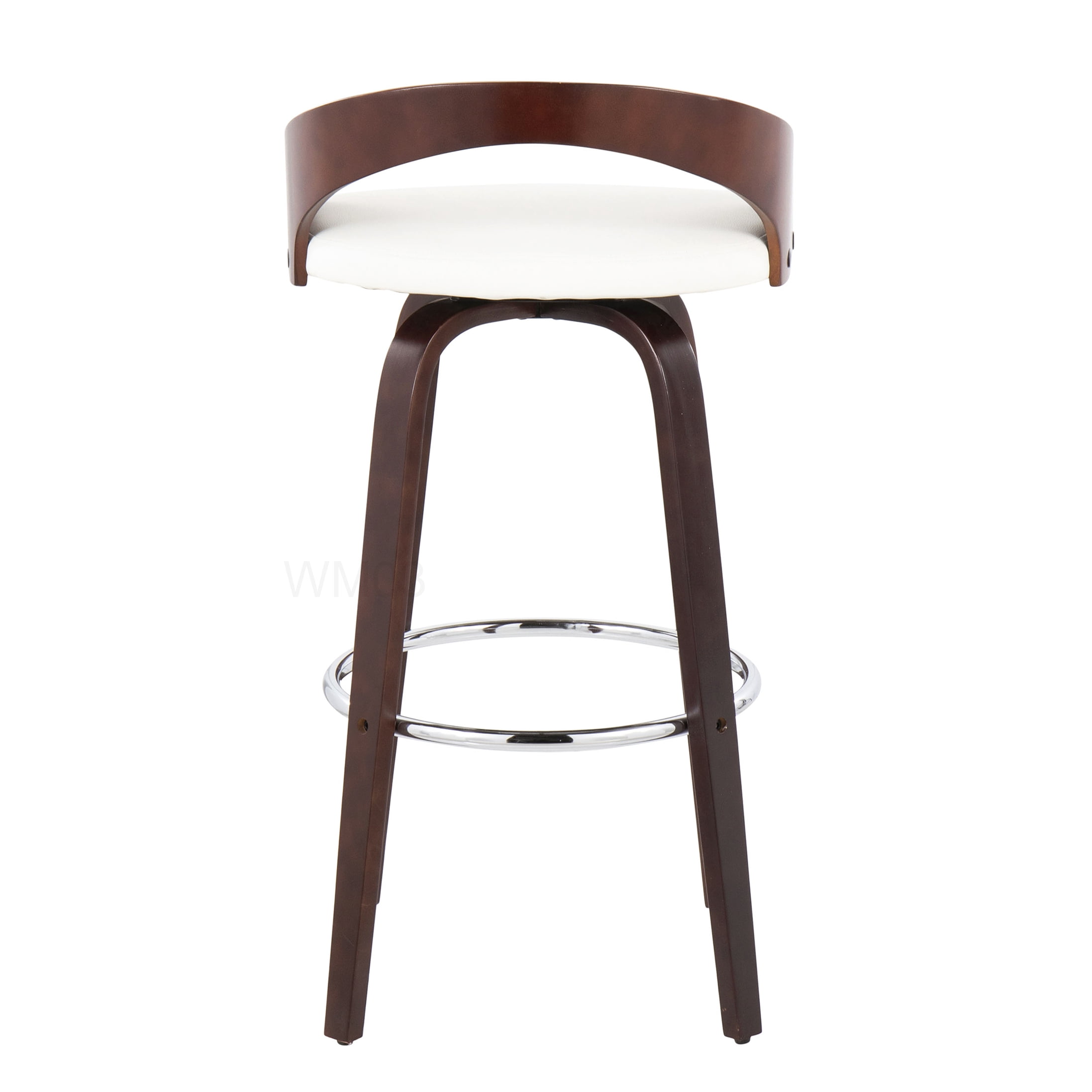 Swivel Bar Stools Set of 2, Modern Counter Stools with Faux Leather Seat and Chrome Footrest