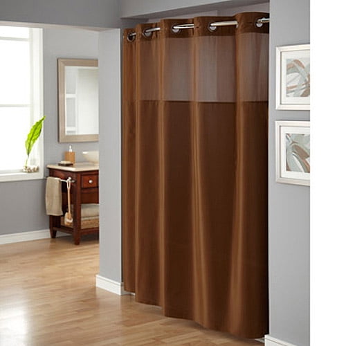 Hookless Brown Polyester Shower Curtain