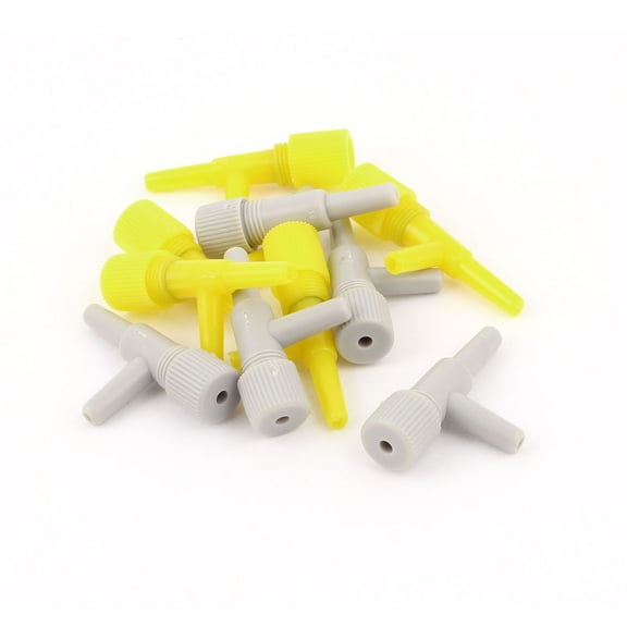 Unique Bargains 10 Pcs Plastic Fish Tank Aquarium Air Pump Volume Flow Control Valve Yellow Gray