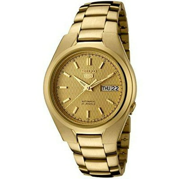 Seiko Men's 5 Automatic Goldtone Gold Dial Watch 